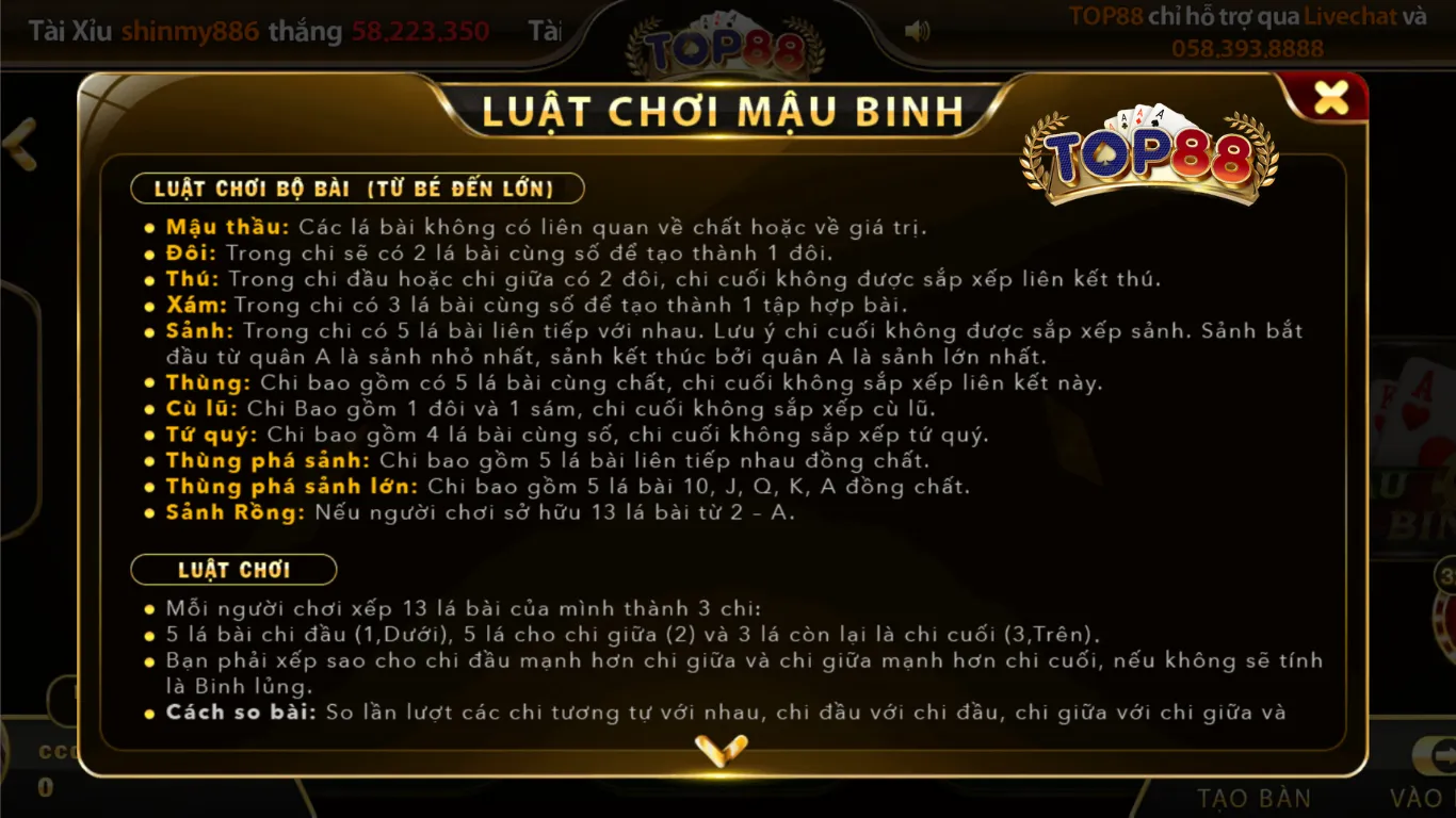 Cách Chơi Mậu Binh Top88 – Bí Quyết Chinh Phục 2024 Luật chơi mậu binh tại Top88